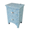 Sky blue bone inlay bedside table with two drawers