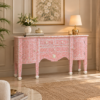 Pink mother of pearl inlay sideboard with floral pattern