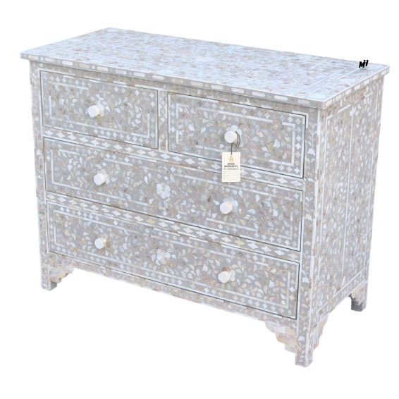 Mother of Pearl Inlay Chest of Drawers | Floral Dresser