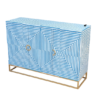 Sky blue and white bone inlay sideboard cabinet