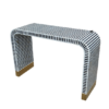 Black and white striped mother of pearl inlay console table