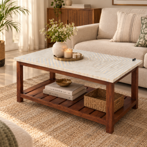 Bone Inlay Center Table | Wooden Coffee Tables