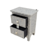 Grey bone inlay bedside table with floral pattern and two drawers Bedside Table