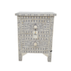 Grey bone inlay bedside table with floral pattern and two drawers Bedside Table