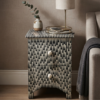 Black and white bone inlay bedside table | Wooden Nightstand Bedside Table | Nightstand