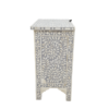 Grey bone inlay bedside table with floral pattern and two drawers Bedside Table