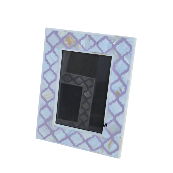 mother-of-pearl-purple-trellis-photo-frames-set-of-2 Set of two purple mother of pearl inlay photo frames in trellis pattern