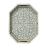 Bone inlay grey serving trays in floral pattern