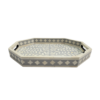 Bone inlay grey serving trays in floral pattern