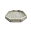 Bone inlay grey serving trays in floral pattern