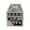 Black and white bone inlay floral keepsake box with wooden frame