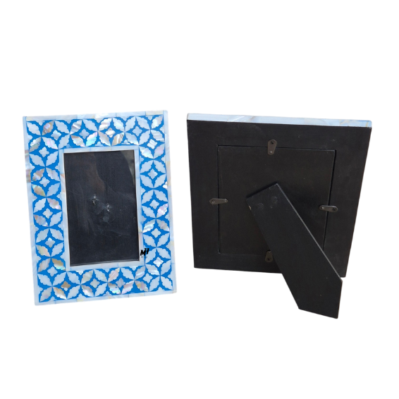 mother-of-pearl-blue-floral-picture-frames-set-of-2 Set of two blue mother of pearl inlay picture frames