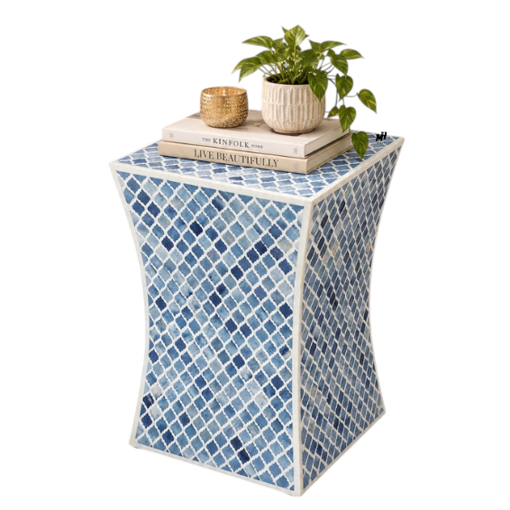 Blue bone inlay side table