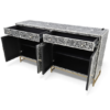 Black Bone Inlay Buffet Cabinet – 4-Door Sideboard Black bone inlay buffet cabinet in floral pattern
