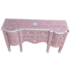 Pink mother of pearl inlay sideboard with floral pattern
