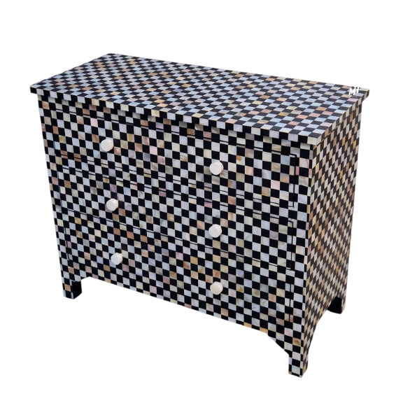 Mother of Pearl Inlay Chest of Drawers | Black Dresser