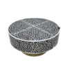 Black mother of pearl inlay round coffee table with brass base Coffee Table