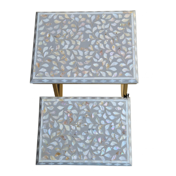 Mother of Pearl Inlay Floral Nesting Tables | Side Table