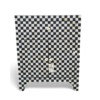 Black and white bone inlay checkered nightstand with one drawer & two cabinet Bone Inlay Nightstand | Black and White Bedside Table