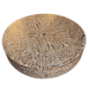 Round teak inlay floral coffee table with brass base Wooden Teak Inlay Coffee Table | Floral Center Table