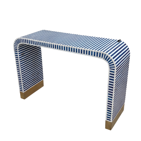 Striped bone inlay console table