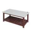 Wooden bone inlay center table with herringbone pattern top and storage shelf Bone Inlay Center Table | Wooden Coffee Tables