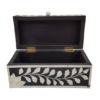Black and white bone inlay floral keepsake box with wooden frame