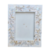 Set of two white mother of pearl inlay photo frames