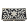 Black and white bone inlay floral keepsake box with wooden frame