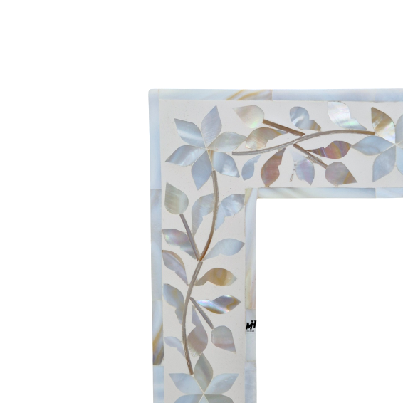 Set of two white mother of pearl inlay photo frames