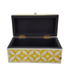 Yellow and white bone inlay keepsake box with handmade leaf pattern