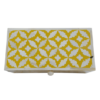 Yellow and white bone inlay keepsake box with handmade leaf pattern