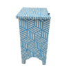 Sky blue bone inlay bedside table with two drawers