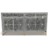 Black Bone Inlay Buffet Cabinet – 4-Door Sideboard Black bone inlay buffet cabinet in floral pattern
