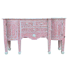 Pink mother of pearl inlay sideboard with floral pattern