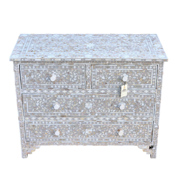Mother of Pearl Inlay Chest of Drawers | Floral Dresser