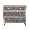 Black and white bone inlay chest of drawers in scalloped pattern Bone Inlay Chest of Drawers | Black & White Dresser