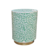 Bone Inlay Floral Round Side Table | Turquoise End Table