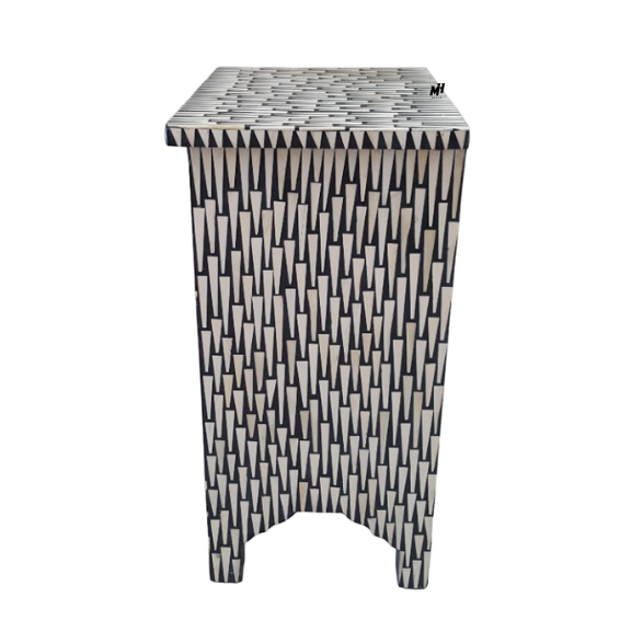 Black and white bone inlay bedside table | Wooden Nightstand Bedside Table | Nightstand