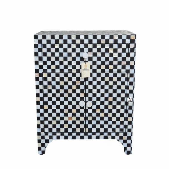 Mother of Pearl Inlay Bedside Table | Small Cabinet