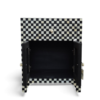 Black and white bone inlay checkered nightstand with one drawer & two cabinet Bone Inlay Nightstand | Black and White Bedside Table