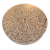 Round teak inlay floral coffee table with brass base Wooden Teak Inlay Coffee Table | Floral Center Table