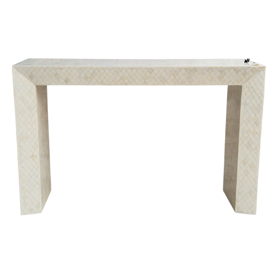 Bone inlay waterfall console table in U-shaped Hand carved Bone Inlay Console Table