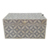 Handmade Grey bone inlay jewelry box in leaf pattern
