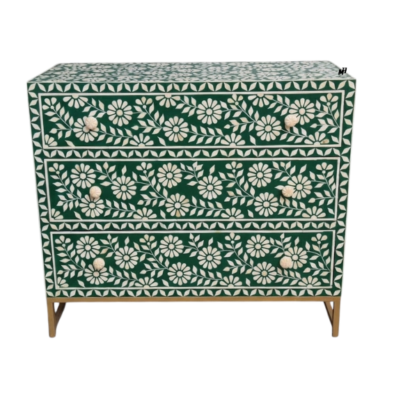 Bone Inlay Floral Chest of Drawers
