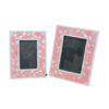 Set of two coral pink mother of pearl inlay photo frames