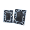 Set of two black mother of pearl inlay photo frames