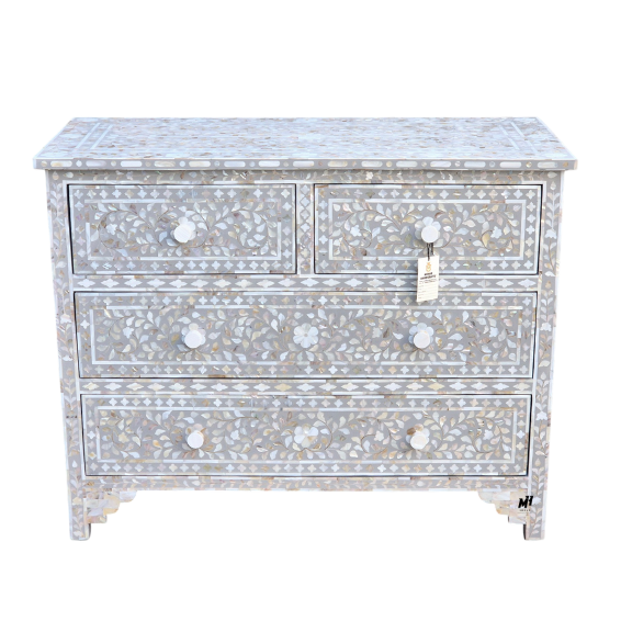 Mother of Pearl Inlay Chest of Drawers | Floral Dresser