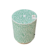 Bone Inlay Floral Round Side Table | Turquoise End Table