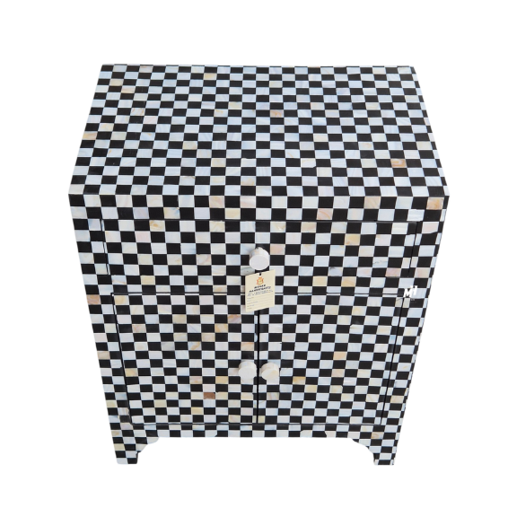 Mother of Pearl Inlay Bedside Table | Small Cabinet